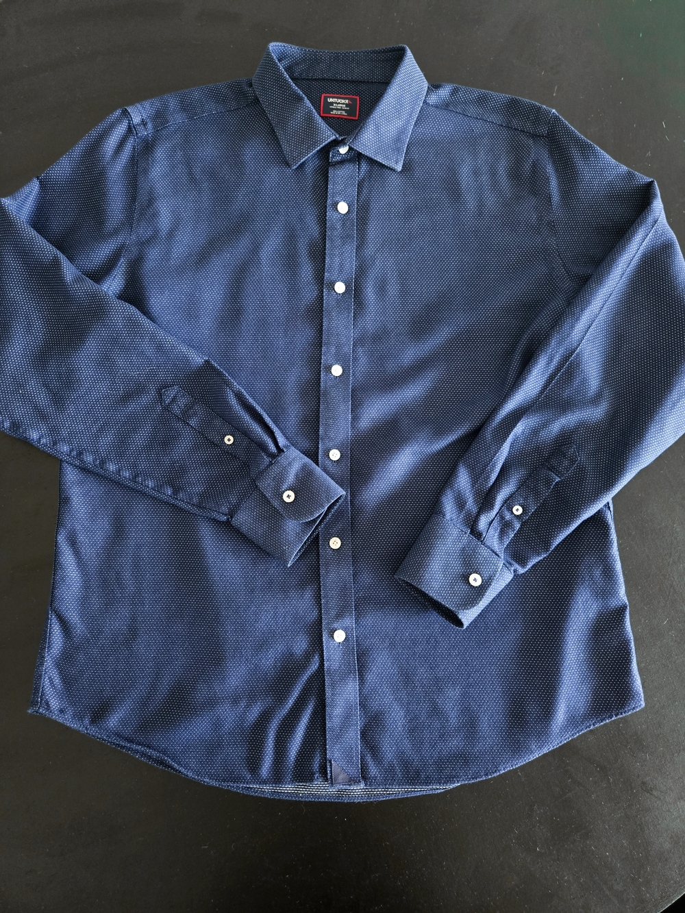 UNTUCKit Milo-WF Navy Micro Dot Shirt XL Slim